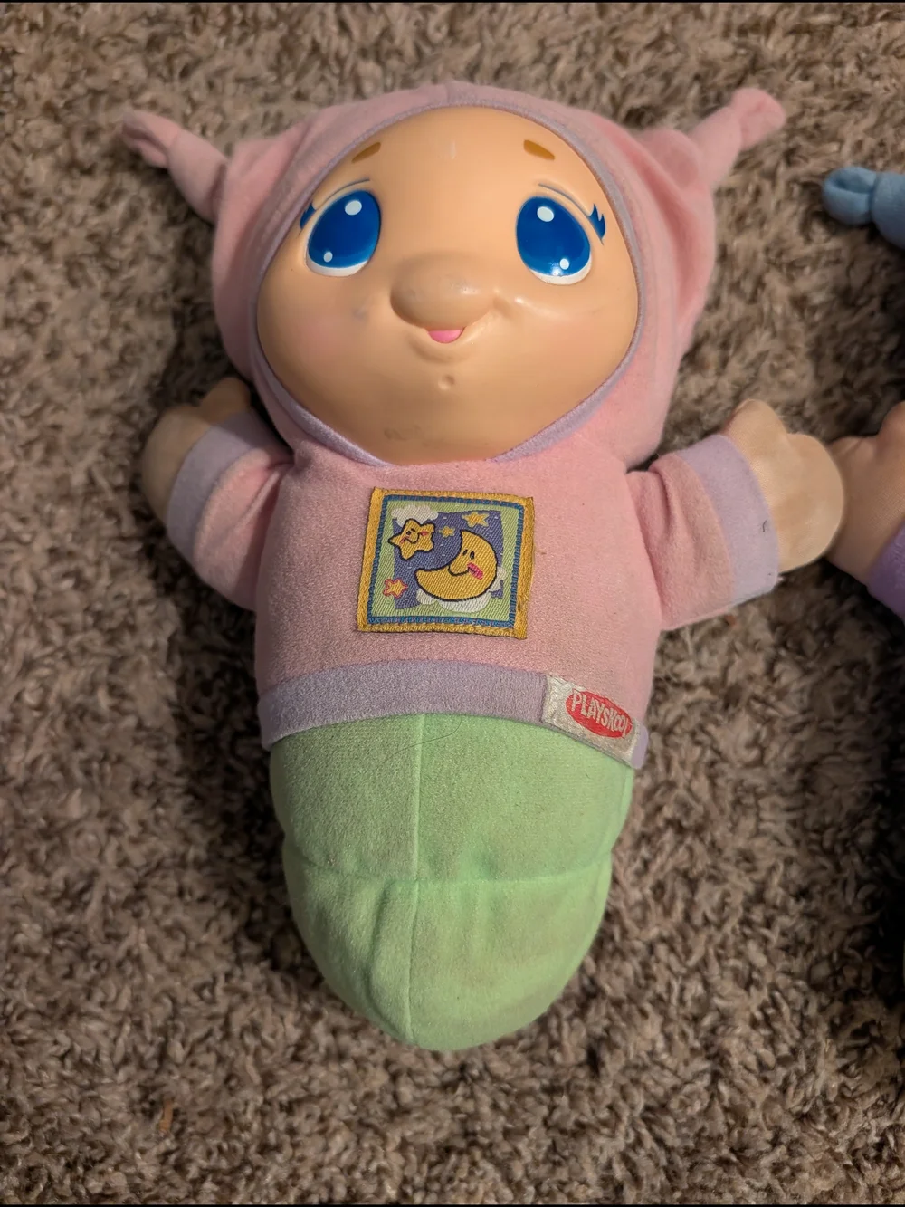 Vintage Playakool Pink and Blue Gloworm Dolls - Set of 2